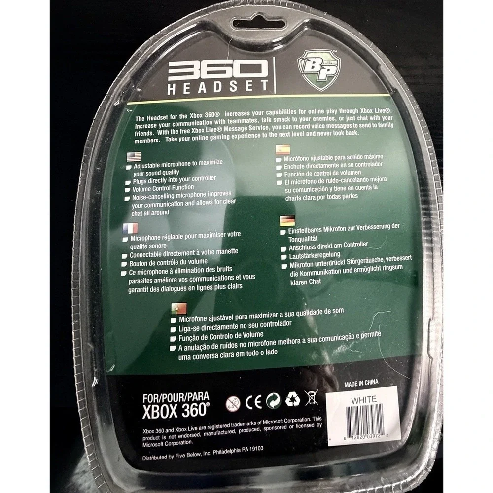 Brand New XBox 360 Microphone Tomee Wired‎ Chat Headsets by Bullet Proof White
